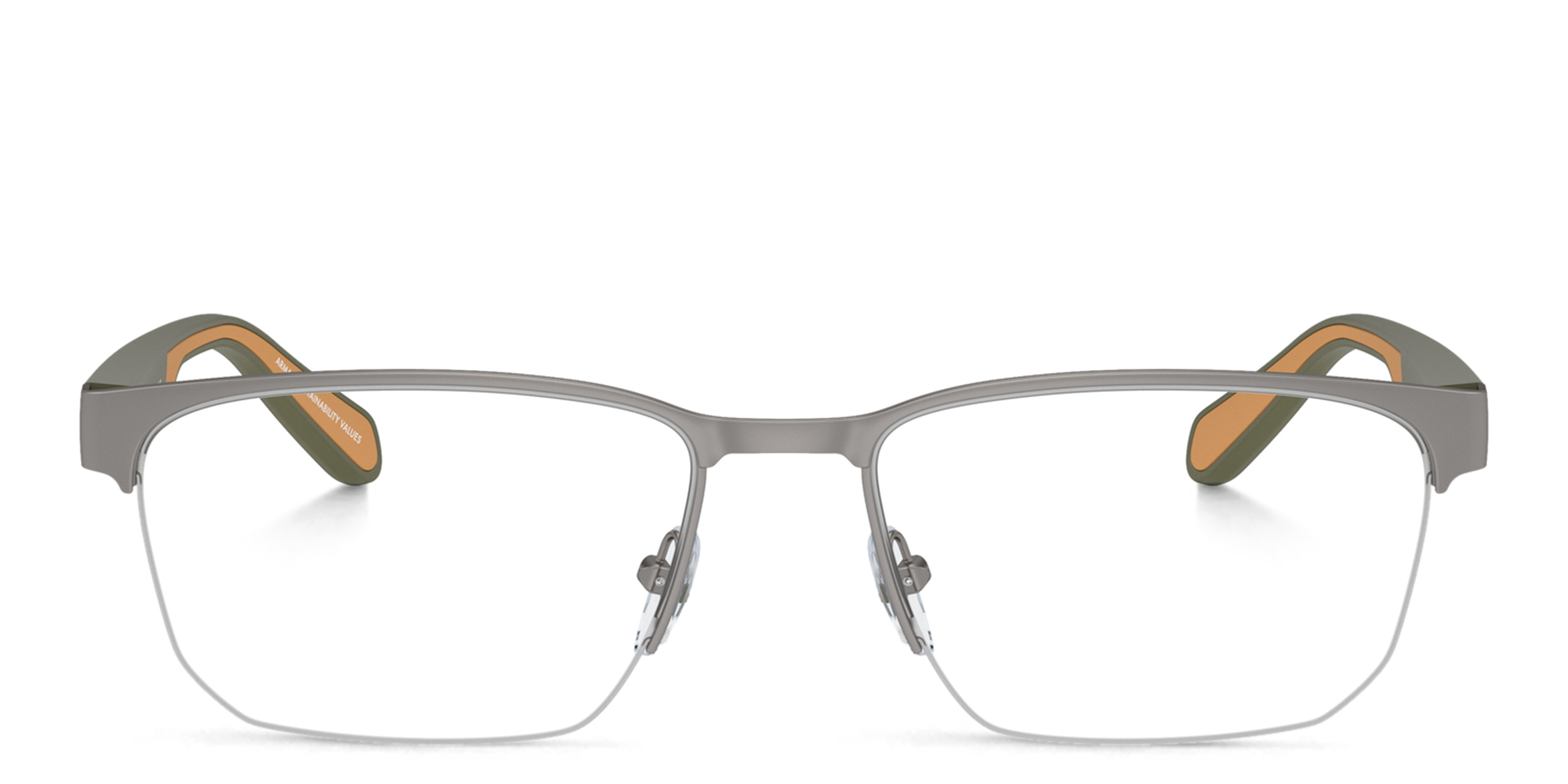 Buy Emporio Armani Logo Wide Half-Rim Irregular Eyeglasses