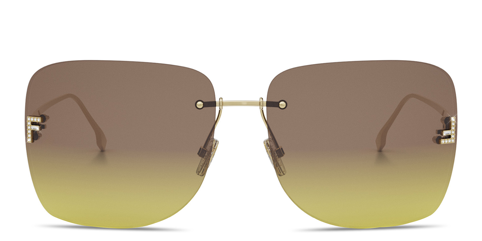 Buy FENDI Fendi First Crystal Metal Square Sunglasses Online